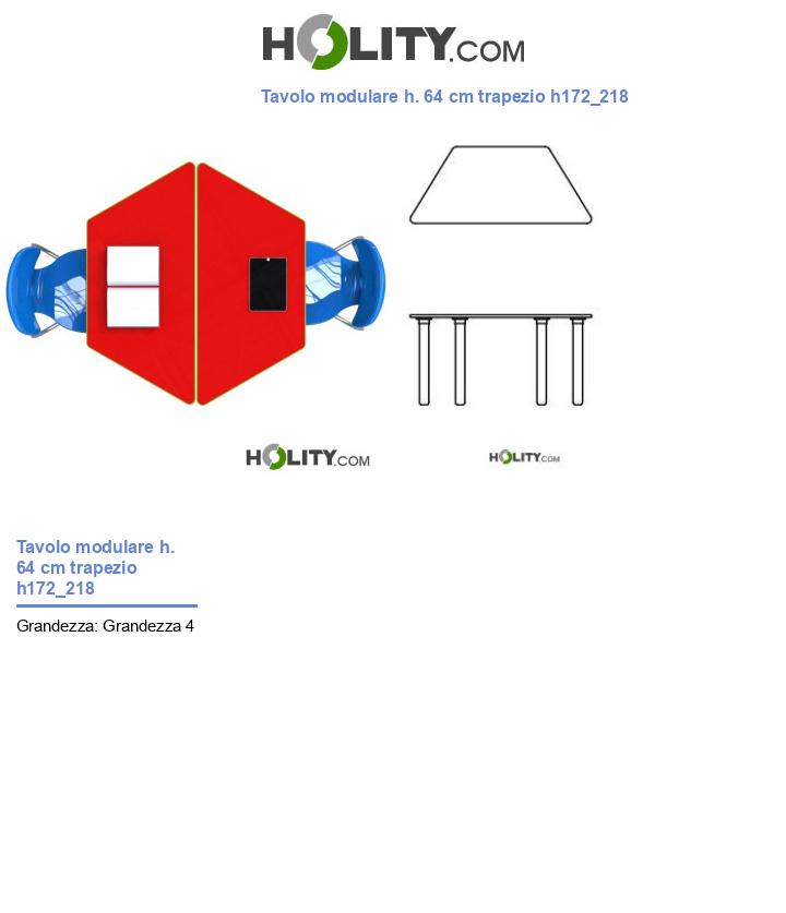 Tavolo modulare h. 64 cm trapezio h172_218