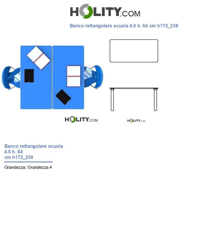 Banco rettangolare scuola 4.0 h. 64 cm h172_238