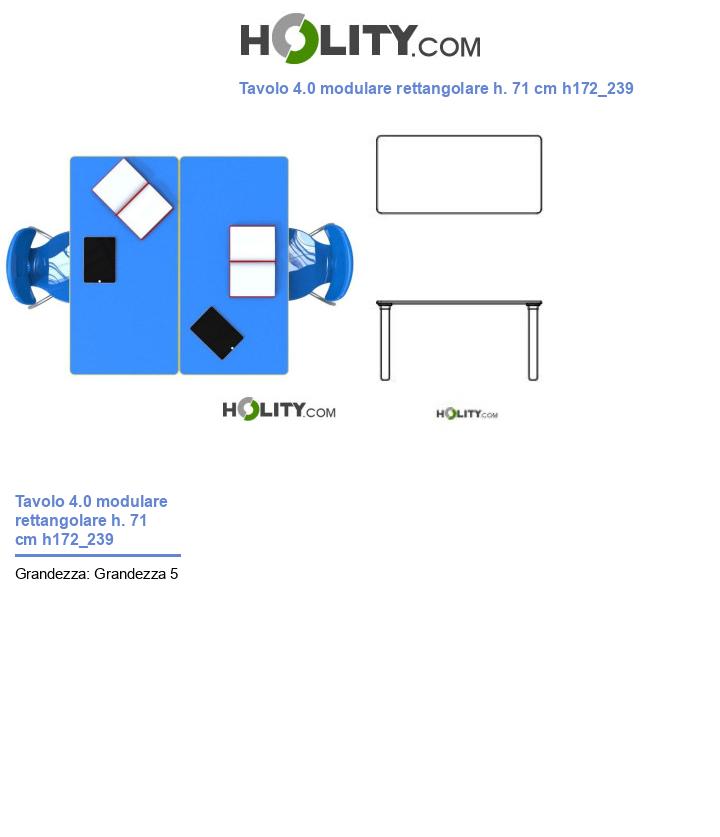 Tavolo 4.0 modulare rettangolare h. 71 cm h172_239