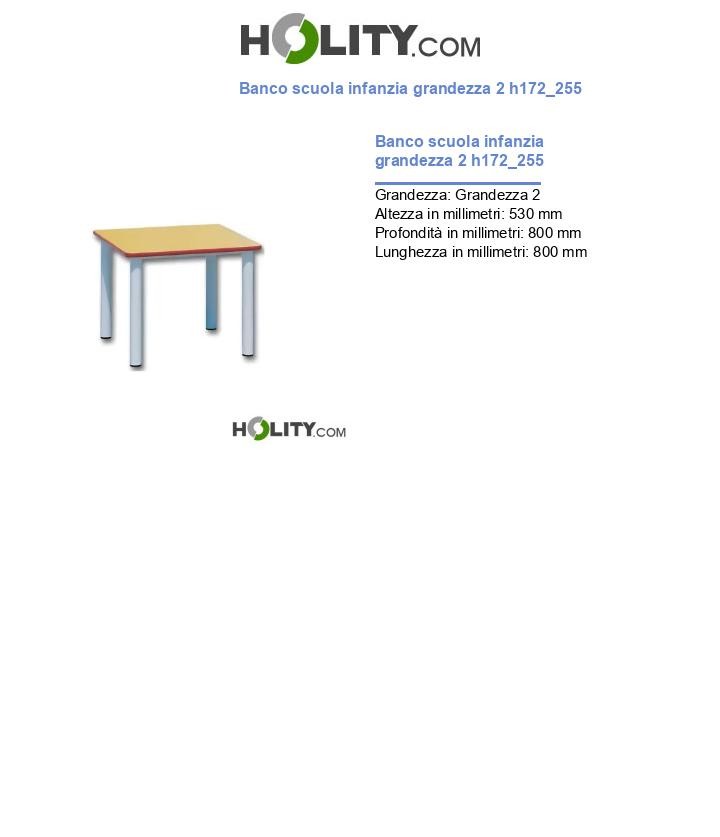 Banco scuola infanzia grandezza 2 h172_255