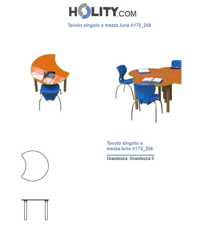 Tavolo singolo a mezza luna h172_258