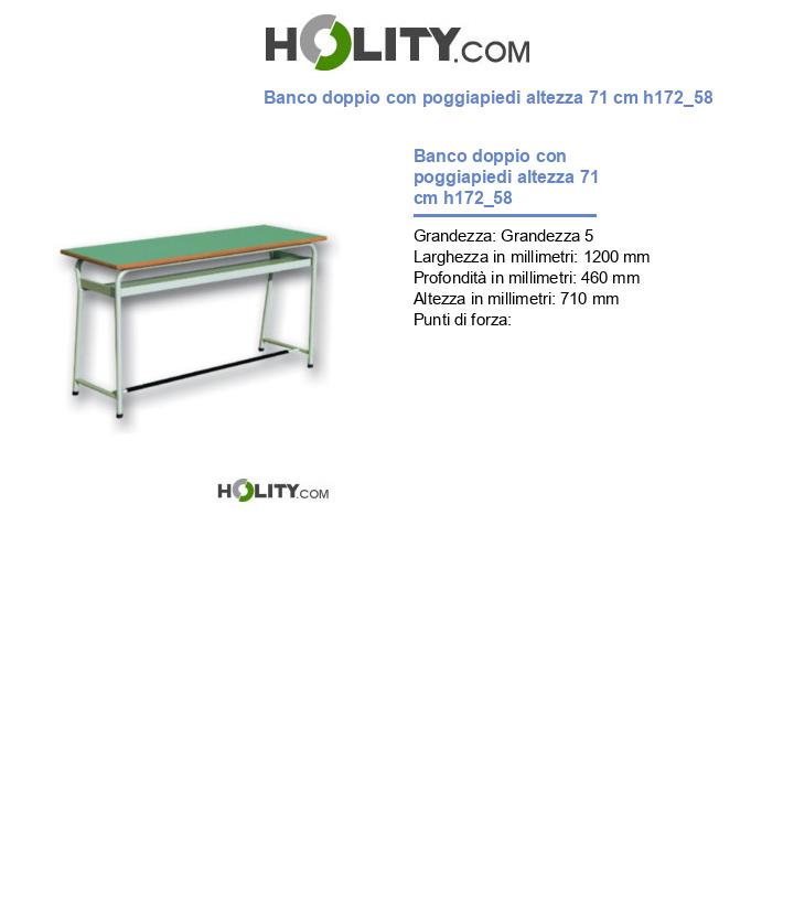 Banco doppio con poggiapiedi altezza 71 cm h172_58