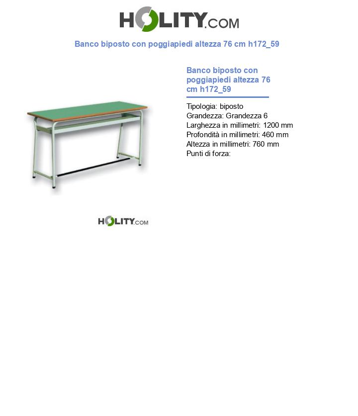 Banco biposto con poggiapiedi altezza 76 cm h172_59