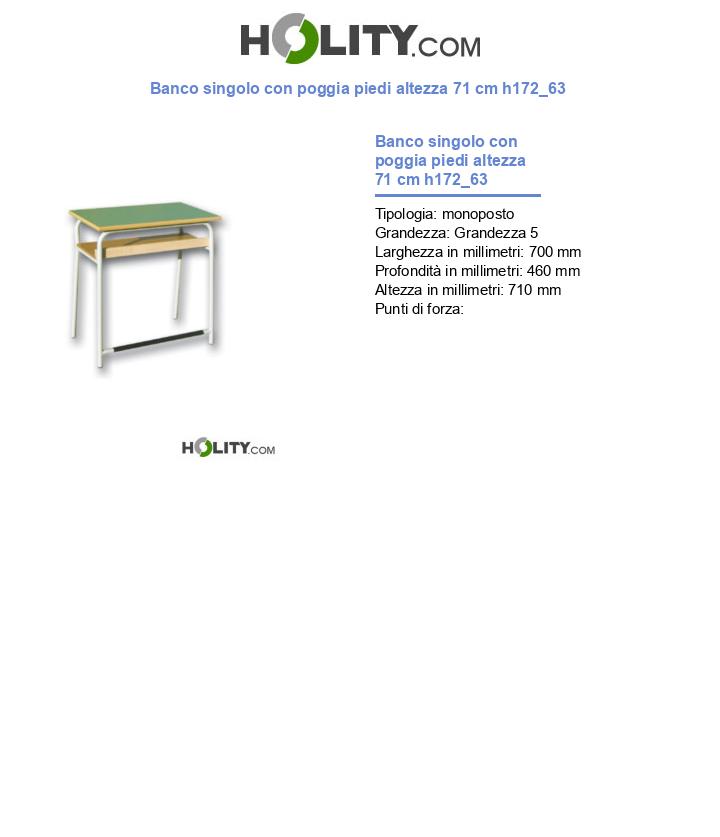 Banco singolo con poggia piedi altezza 71 cm h172_63