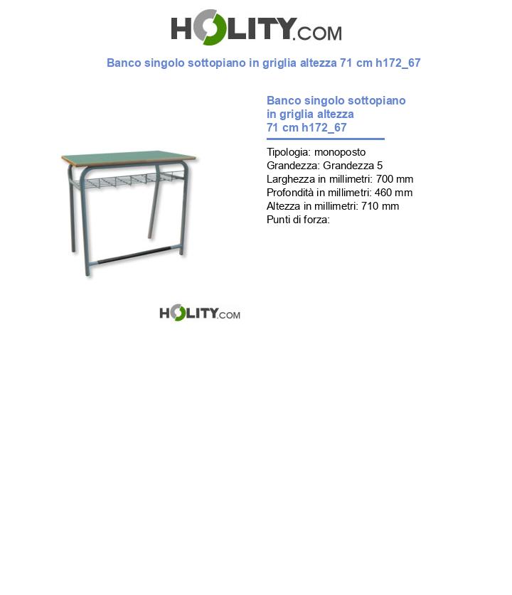 Banco singolo sottopiano in griglia altezza 71 cm h172_67