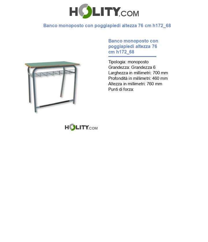 Banco monoposto con poggiapiedi altezza 76 cm h172_68