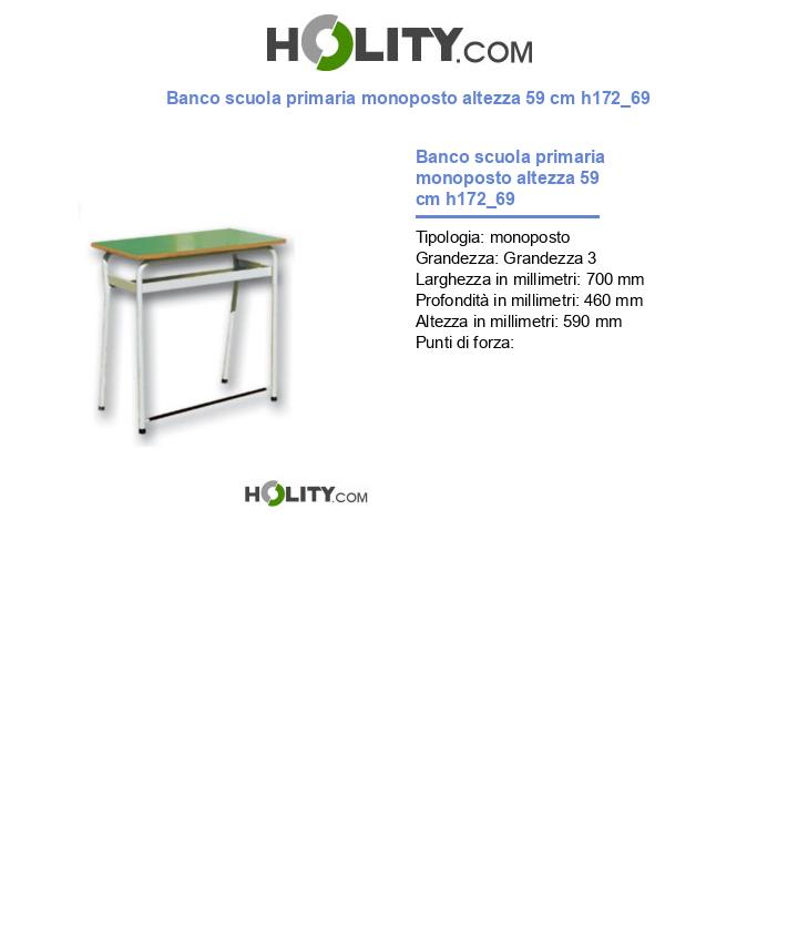 Banco scuola primaria monoposto altezza 59 cm h172_69