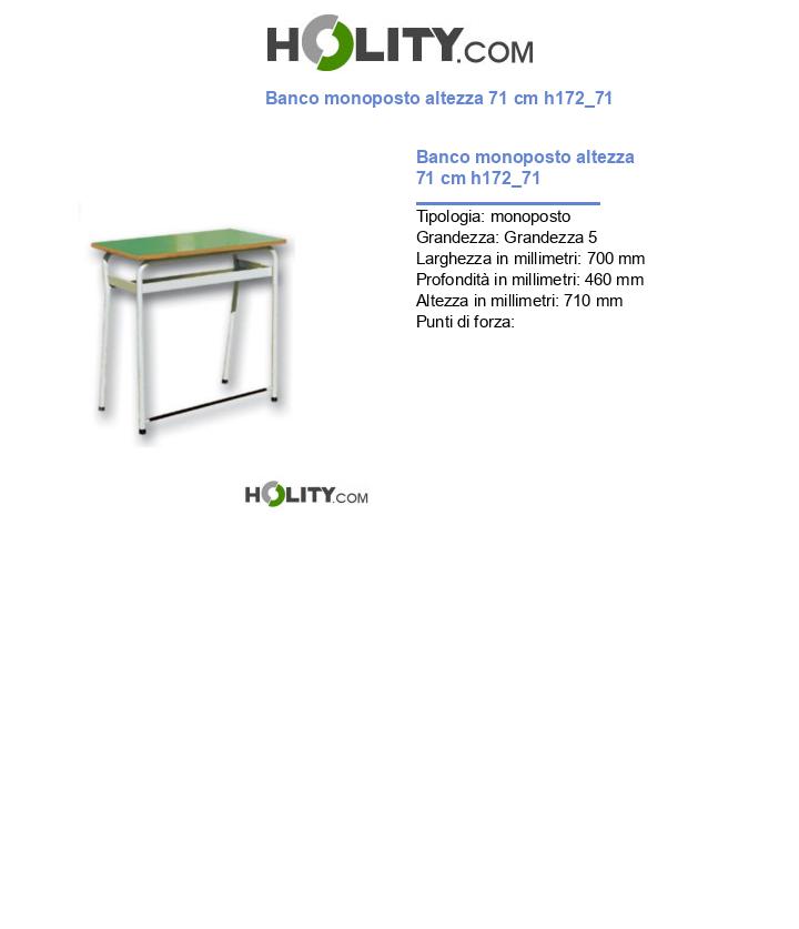 Banco monoposto altezza 71 cm h172_71