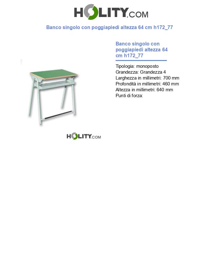 Banco singolo con poggiapiedi altezza 64 cm h172_77