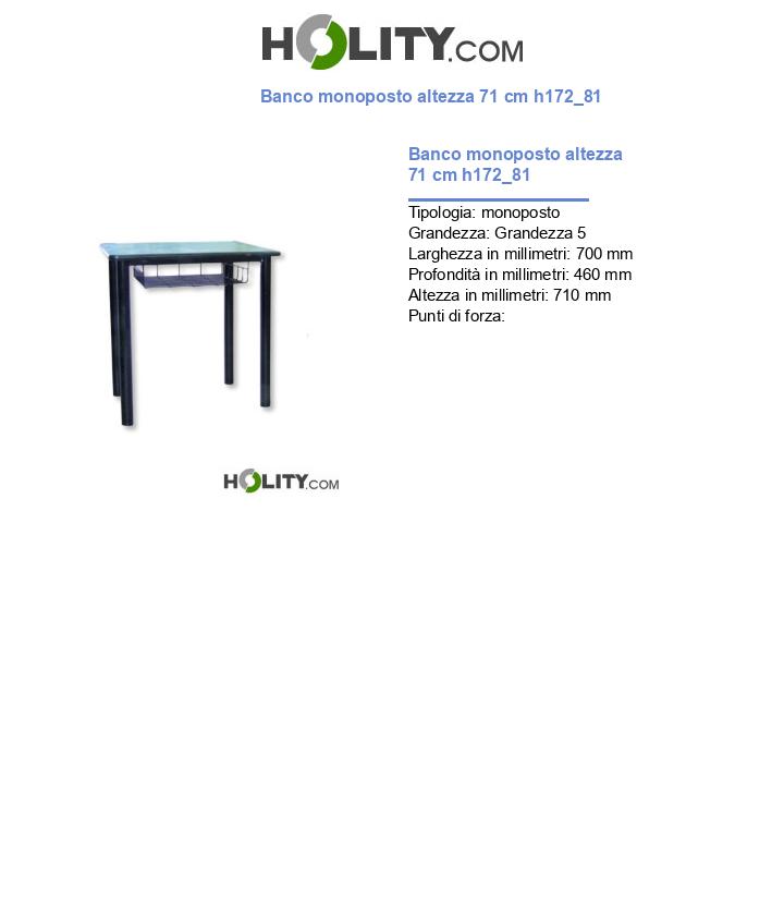Banco monoposto altezza 71 cm h172_81