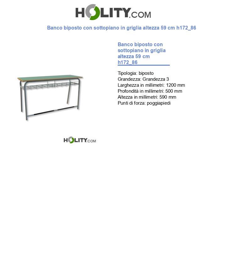 Banco biposto con sottopiano in griglia altezza 59 cm h172_86