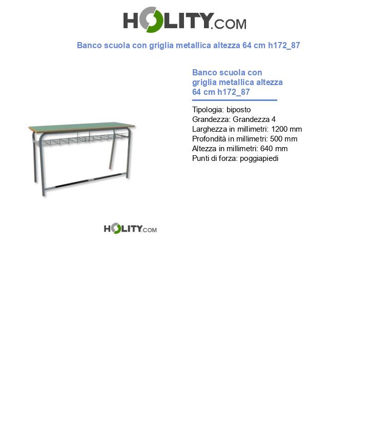 Banco scuola con griglia metallica altezza 64 cm h172_87