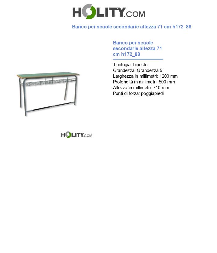 Banco per scuole secondarie altezza 71 cm h172_88