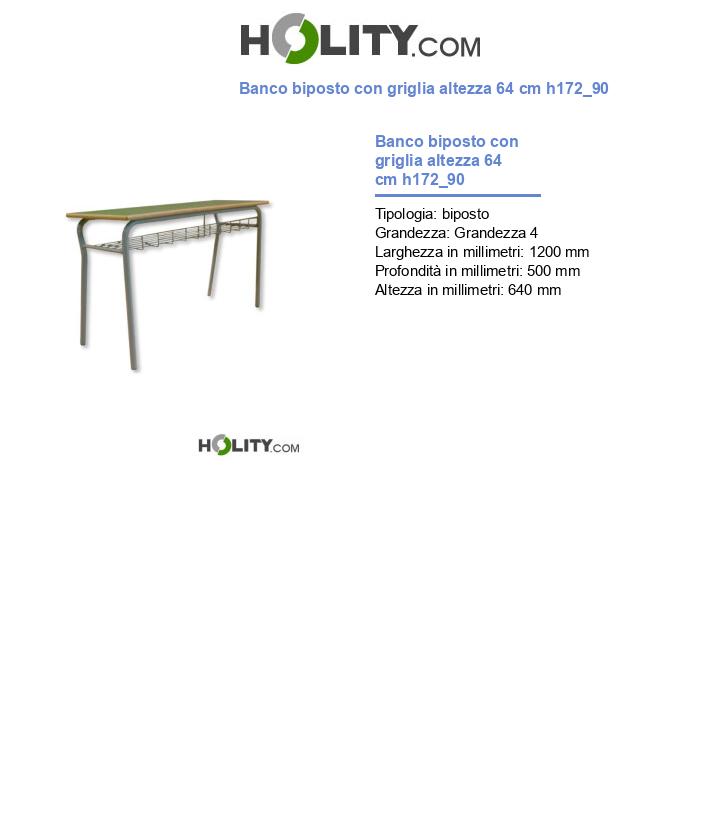 Banco biposto con griglia altezza 64 cm h172_90