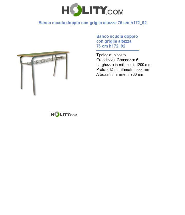 Banco scuola doppio con griglia altezza 76 cm h172_92
