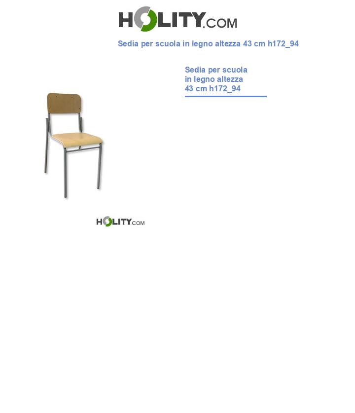 Sedia per scuola in legno altezza 43 cm h172_94