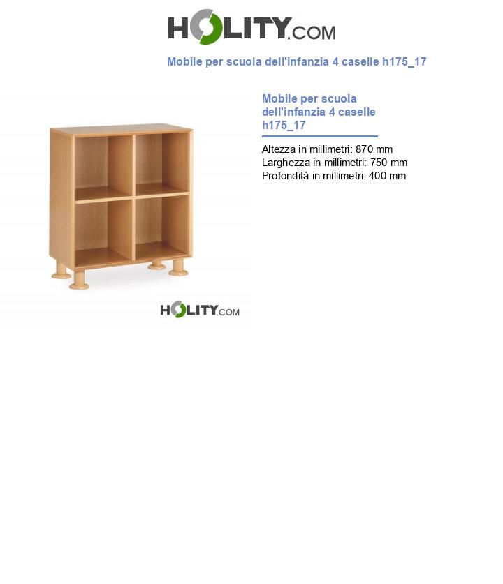 Mobile per scuola dell'infanzia 4 caselle h175_17