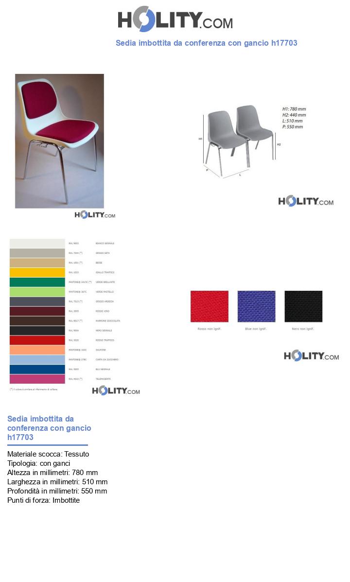 Sedia imbottita da conferenza con gancio h17703