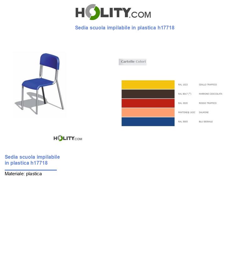 Sedia scuola impilabile in plastica h17718