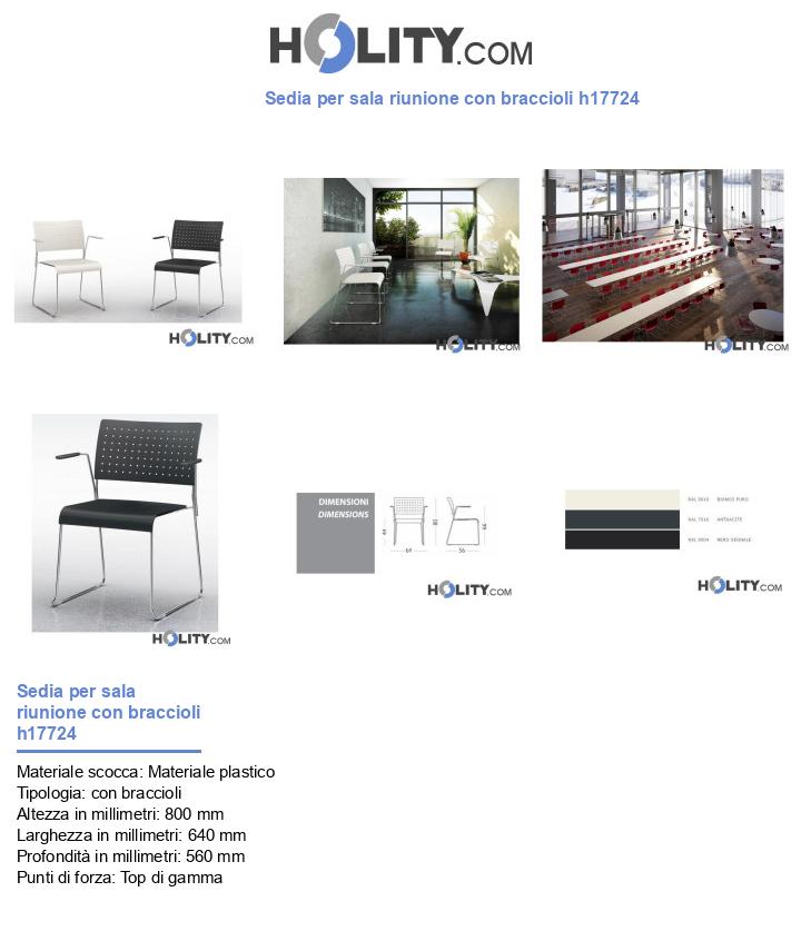 Sedia per sala riunione con braccioli h17724