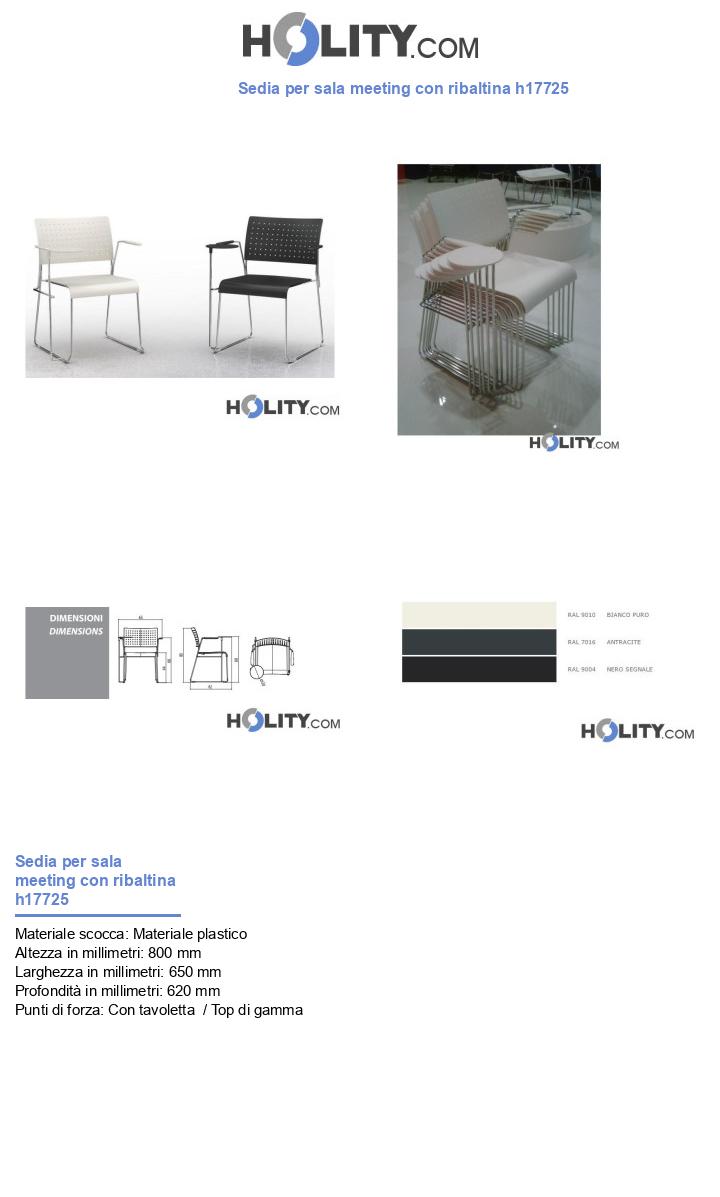 Sedia per sala meeting con ribaltina h17725