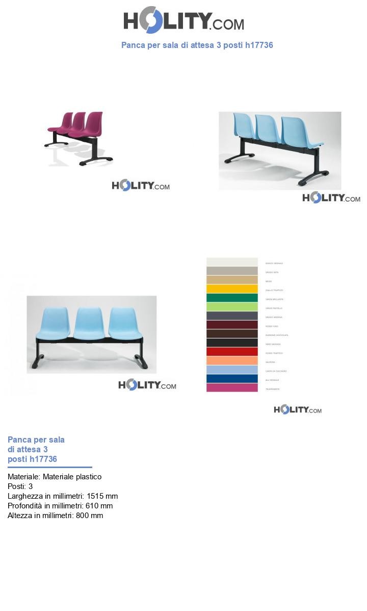 Panca per sala di attesa 3 posti h17736