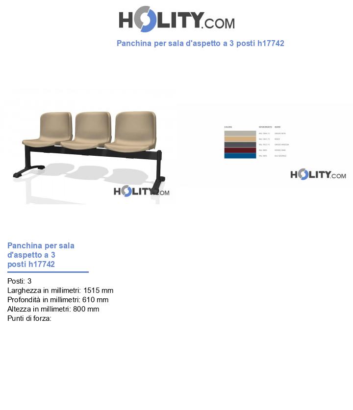 Panchina per sala d'aspetto a 3 posti h17742