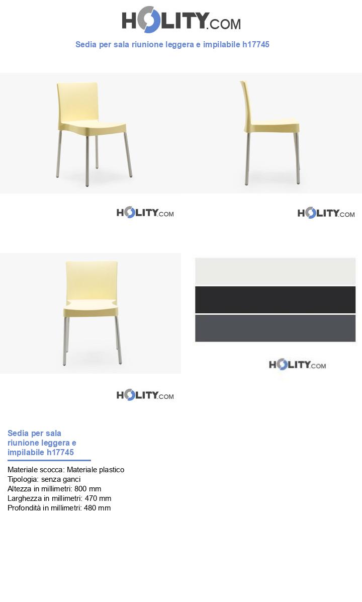 Sedia per sala riunione leggera e impilabile h17745