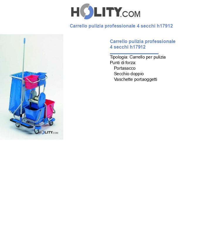 Carrello pulizia professionale 4 secchi h17912