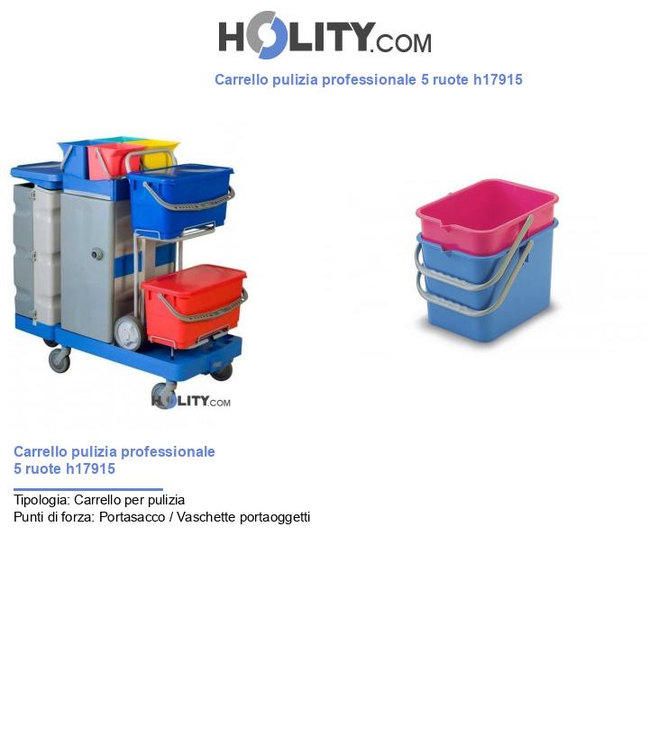 Carrello pulizia professionale 5 ruote h17915