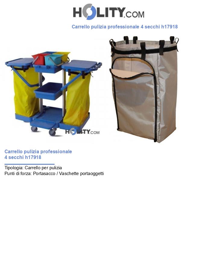 Carrello pulizia professionale 4 secchi h17918
