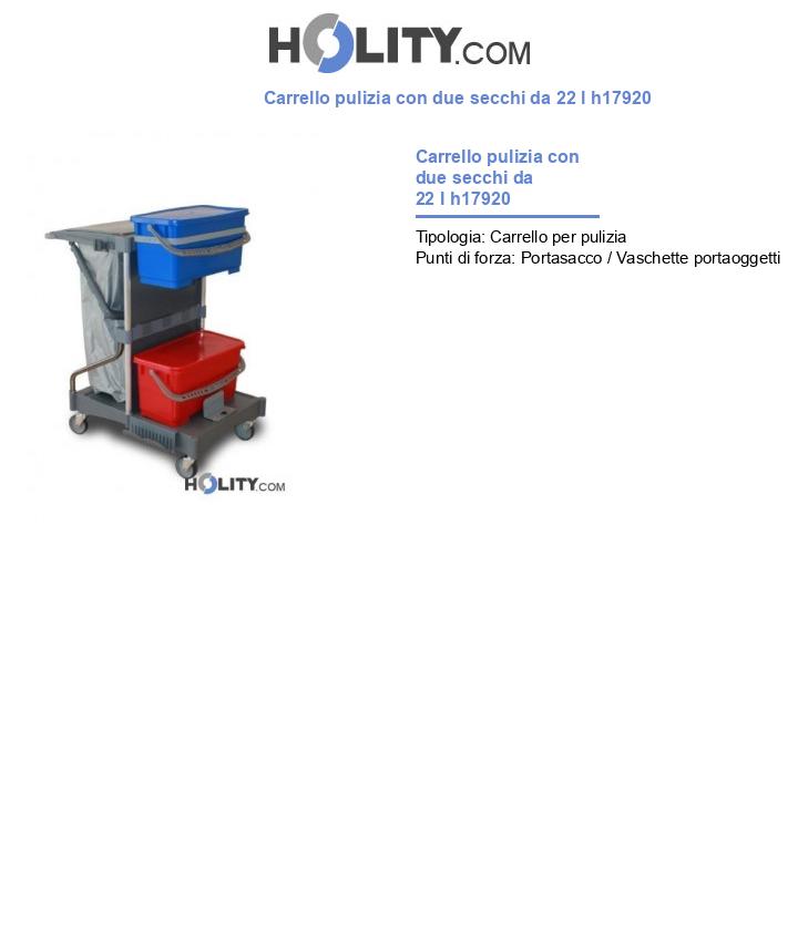 Carrello pulizia con due secchi da 22 l h17920