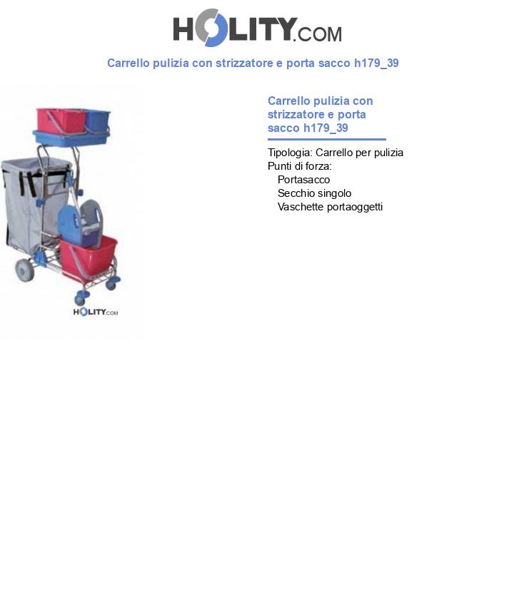 Carrello pulizia con strizzatore e porta sacco h179_39