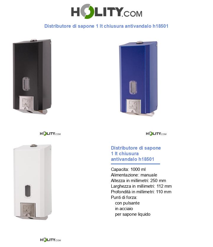 Distributore di sapone 1 lt chiusura antivandalo h18501