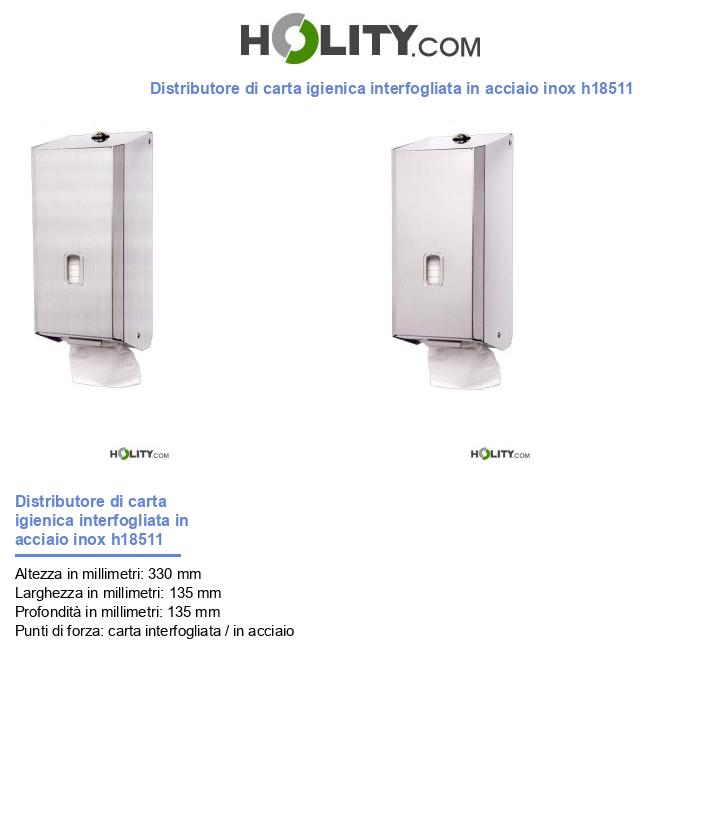 Distributore di carta igienica interfogliata in acciaio inox h18511