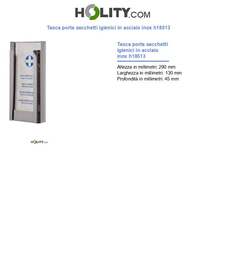 Tasca porta sacchetti igienici in acciaio inox h18513