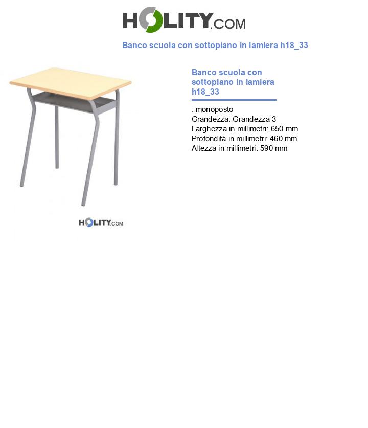 Banco scuola con sottopiano in lamiera altezza 59 cm h18_33
