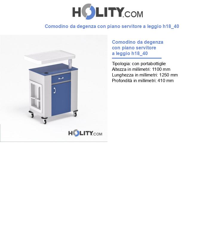 Comodino da degenza con piano servitore a leggio h18_40