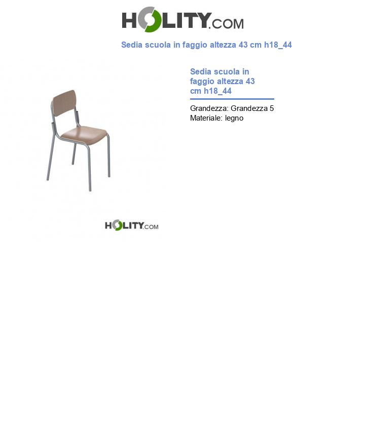 Sedia scuola in faggio altezza 43 cm h18_44
