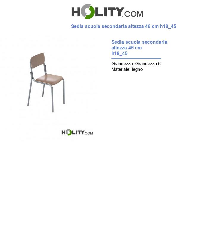 Sedia scuola secondaria altezza 46 cm h18_45