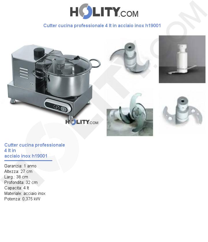 Cutter cucina professionale 4 lt in acciaio inox h19001