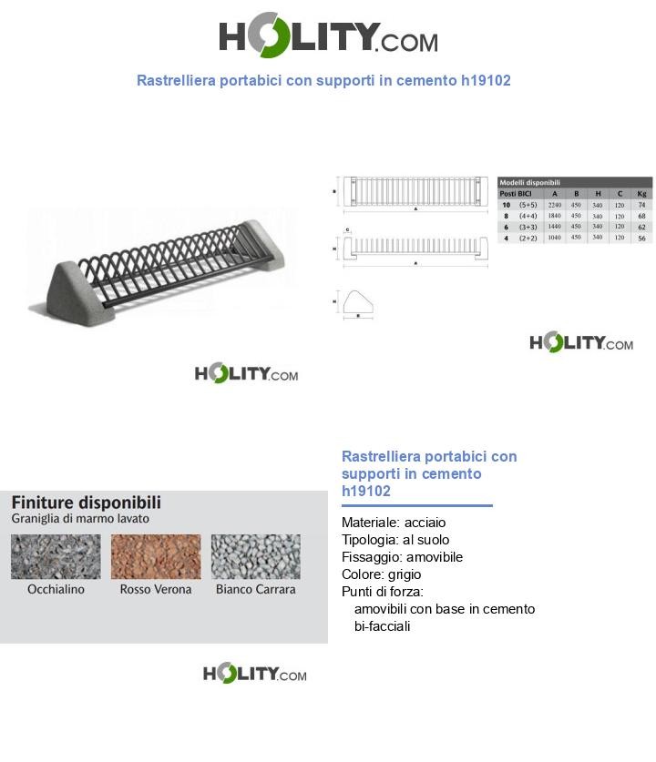 Rastrelliera portabici con supporti in cemento h19102