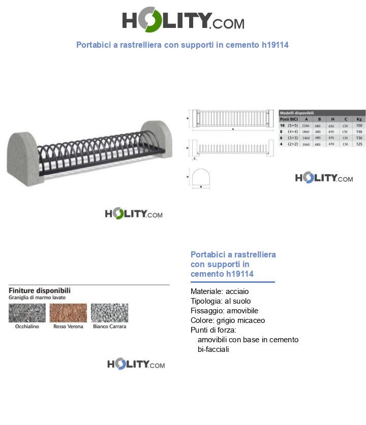 Portabici a rastrelliera con supporti in cemento h19114