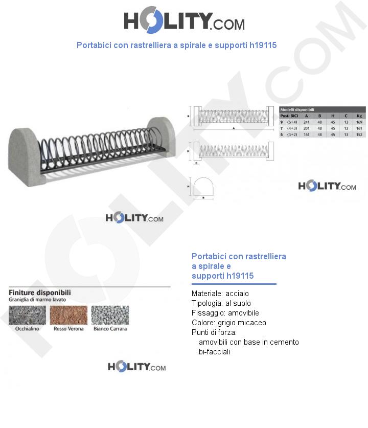 Portabici con rastrelliera a spirale e supporti h19115