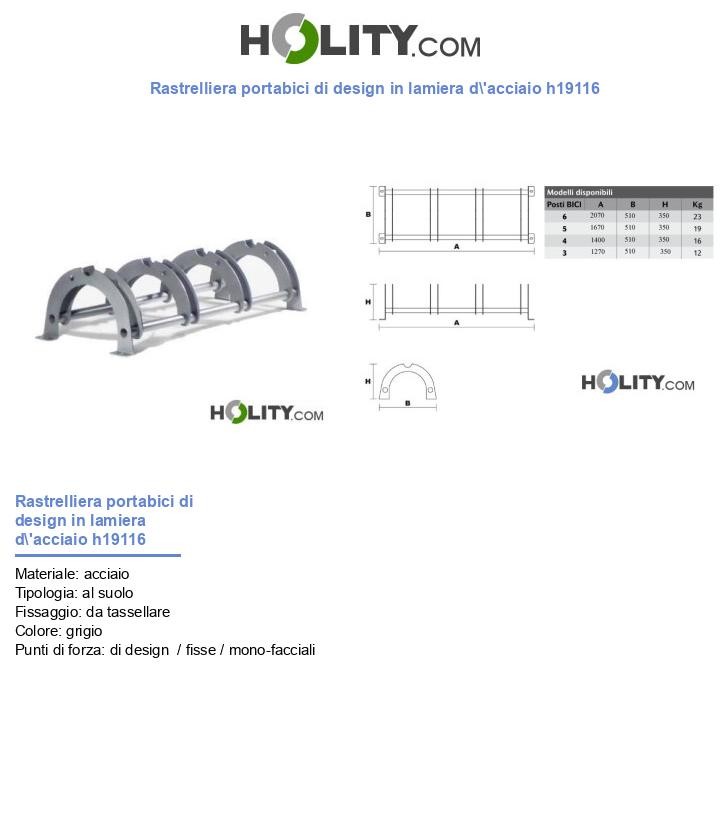 Rastrelliera portabici di design in lamiera d\'acciaio h19116