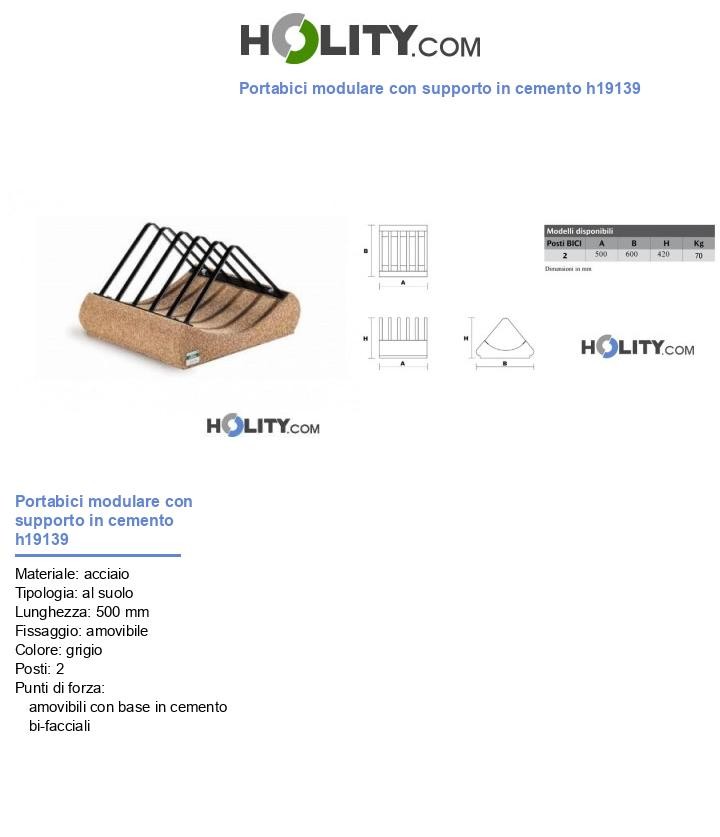 Portabici modulare con supporto in cemento h19139