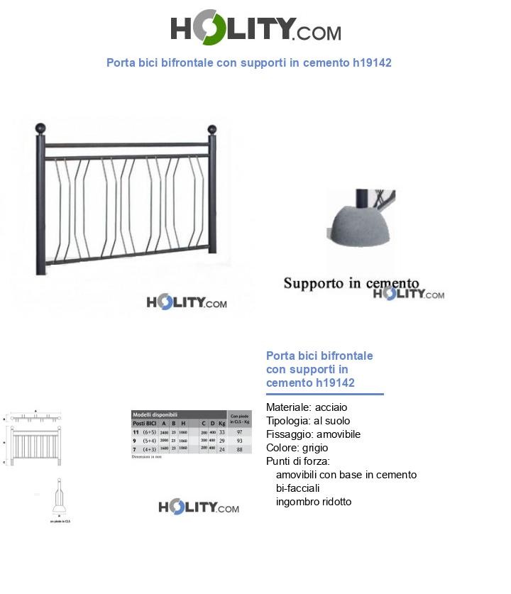 Porta bici bifrontale con supporti in cemento h19142