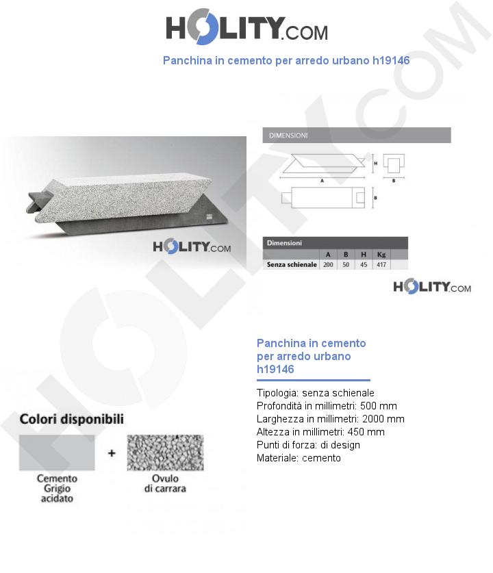 Panchina in cemento per arredo urbano h19146