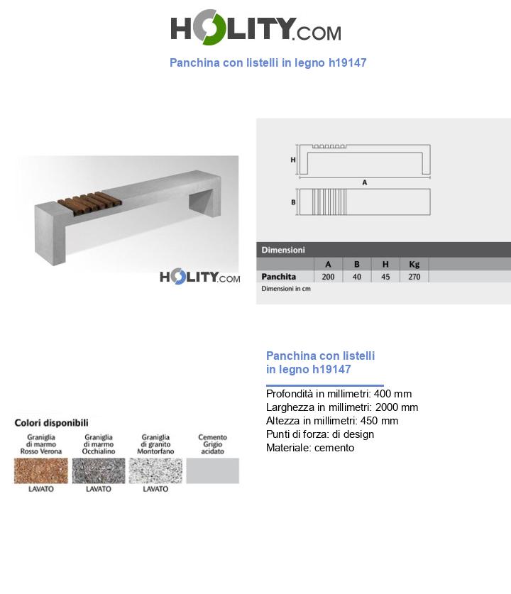 Panchina con listelli in legno h19147