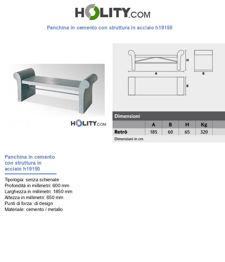 Panchina in cemento con struttura in acciaio h19150